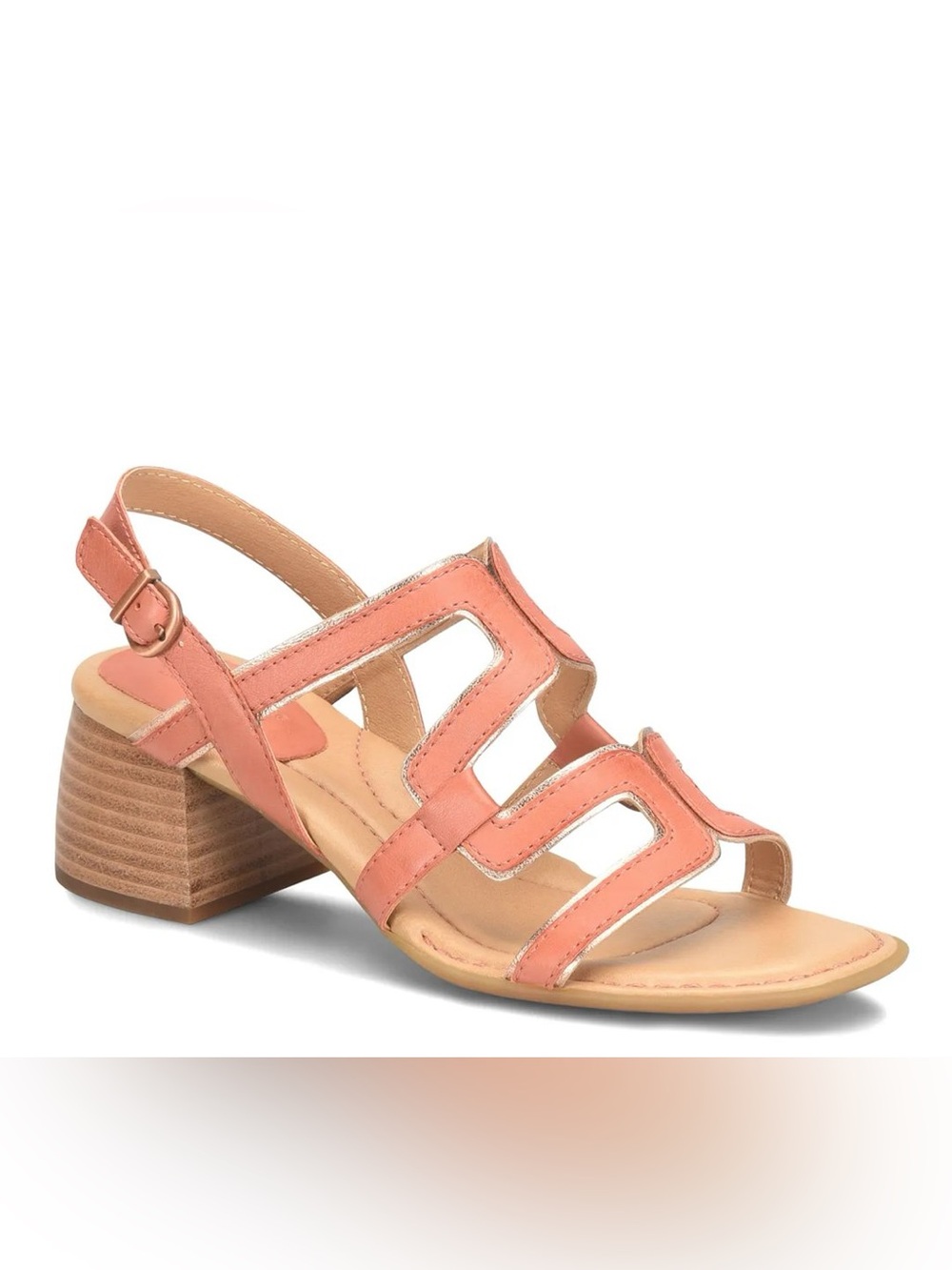 Born Sofia Rust Mango Metallic Leather Block Heel Sandals Coastal Summer Boho